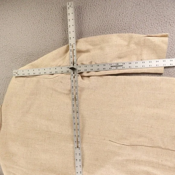 VTG Jos A Bank Jacket 44R L Beige Micro check textured weave 100% Silk Blazer - Picture 16 of 16